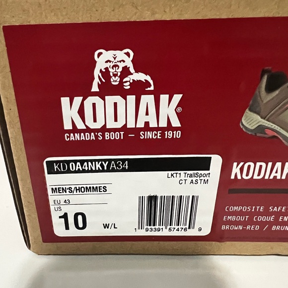 Kodiak LKT1 Composite Safety Toe Men's Brown and Red Shoes NWB 10 - Picture 10 of 11